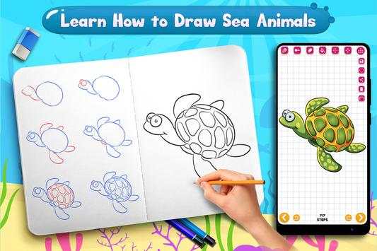 Learn to Draw Cute Sea Animals screenshot 5