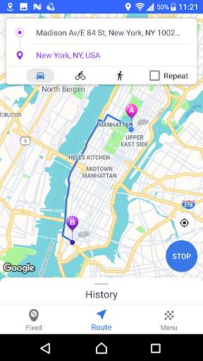 Fake GPS Route 2 تصوير الشاشة