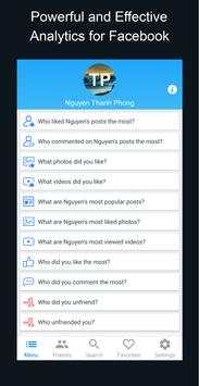 Like/Comment/Friend Analyzer for Facebook screenshot 1