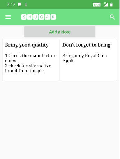 SHUGAR grocery shopping app - item checklist notes screenshot 5