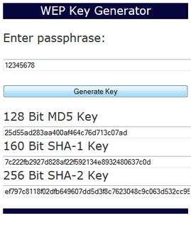 WiFi Secure Wep Key Generator screenshot 2