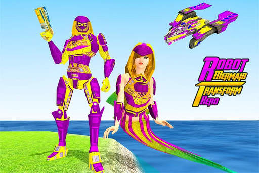 Mermaid Transform Robot: Air Jet Robot Games screenshot 2