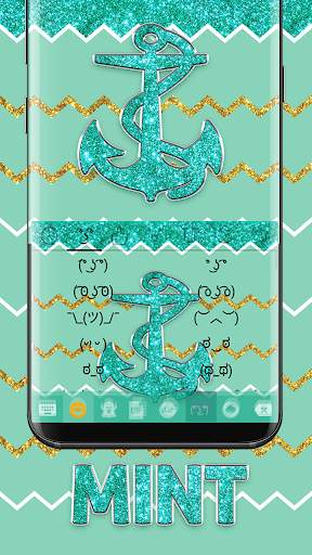 Mint Green Glitter Emoji Keyboard Wallpaper screenshot 4
