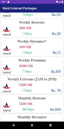 Internet Packages Of All Pakistani Sims Networks screenshot 8
