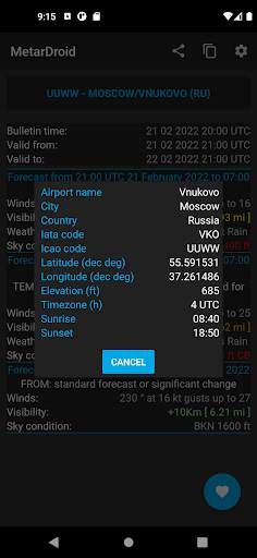 MetarDroid ( Metar -Taf ) screenshot 7