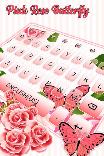 Pink Rose Butterfly Keyboard screenshot 2