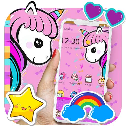 Cute Pink Cartoon Unicorn Theme 1.1.3
