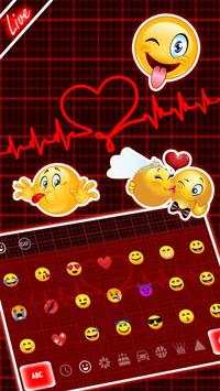Live 3D Neon Red Heart Keyboard Theme screenshot 1
