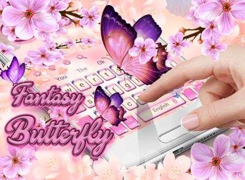 Pink Cherry Blossoms Butterfly Keyboard screenshot 6