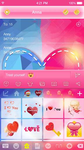 Sweet Love KK Keyboard Theme screenshot 2