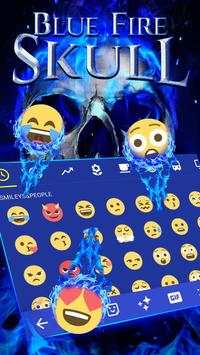 Blue Fire Skull Emoji Keyboard Theme screenshot 3