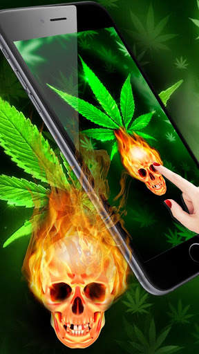 Green Weed Fire Skull Theme screenshot 2