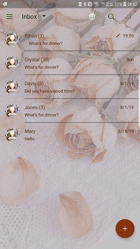 Rose messenger skin for Next SMS screenshot 2