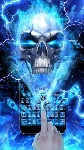 Horrible 3D Blue Flaming Skull Keyboard screenshot 2