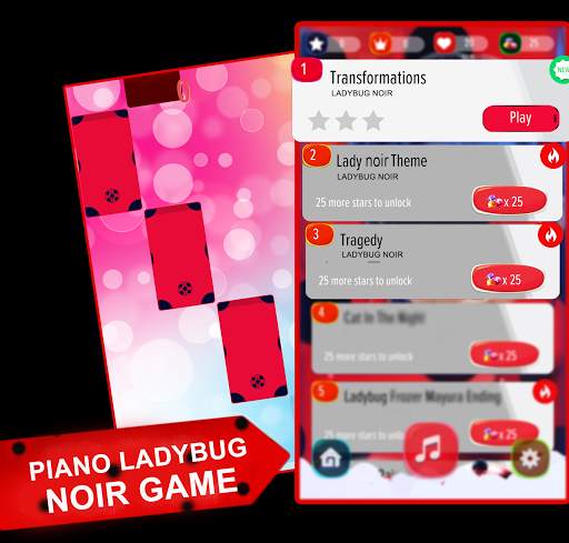 Piano Ladybug Noir Tiles screenshot 4