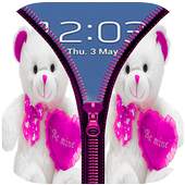 Pink Teddy Bear Zipper Lock Screen Prank 1.0