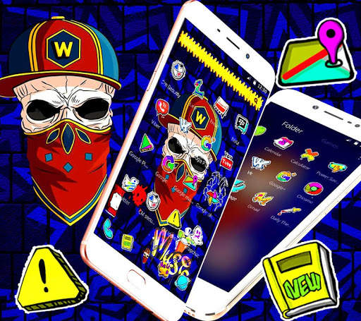 Graffiti Skull Hat Launcher Theme💀 screenshot 4