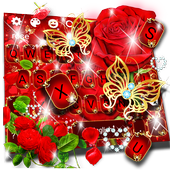 Red Rose Gold Butterfly Keyboard Theme icon