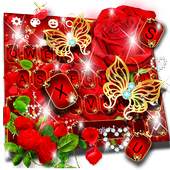 Red Rose Gold Butterfly Keyboard Theme 10001005