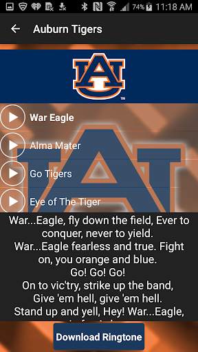 Auburn Tigers Fight Songs screenshot 2