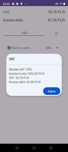 Kalkulator VAT brutto netto screenshot 4