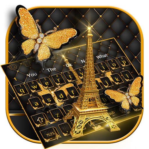 Golden Butterfly Eiffel Tower Keyboard icon
