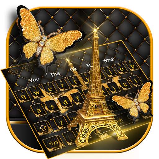 Golden Butterfly Eiffel Tower Keyboard 10001001