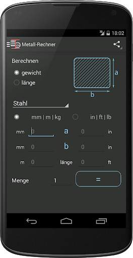 Stahl gewichtsrechner screenshot 1