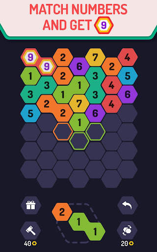 UP 9 - Hexa Puzzle! Merge Numbers to get 9 screenshot 1