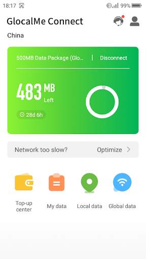 GlocalMe Connect UI for ADVAN screenshot 1