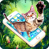 Cat on Phone Screen Prank आइकन