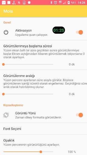 Mola -Açık ekran sayacı yüzen pencere|Reklam yok!☕ скриншот 1