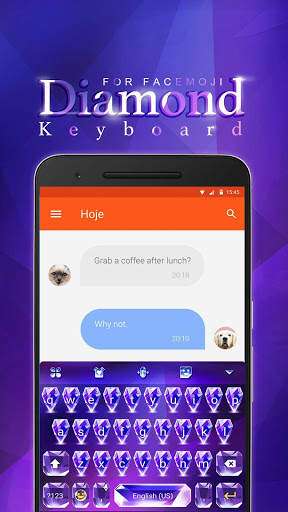 Purple Glitter Diamond Keyboard Theme For Girls screenshot 1