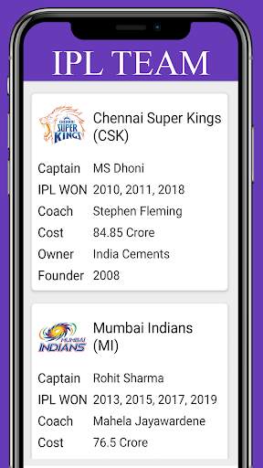 IPL 2020 Schedule, Point Table and Players List screenshot 4