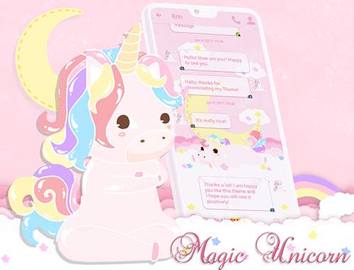 SMS Theme Unicorn Pink message screenshot 7