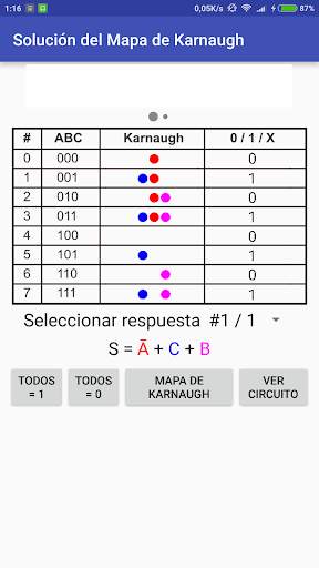 Solución para mapas Karnaugh screenshot 2