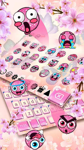Pink Cherry Blossoms Butterfly Keyboard screenshot 3