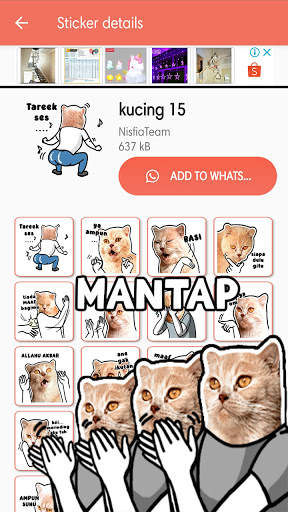 Kucing Lucu Stiker - WAStickerApps screenshot 5