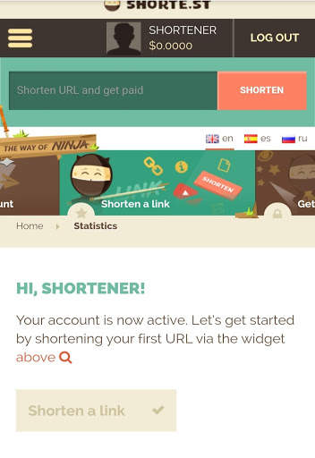 Shorte.st -URL shortener - Earn Money स्क्रीनशॉट 1