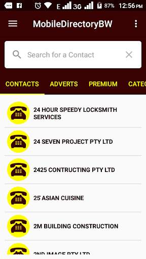 Mobile Directory BW screenshot 2
