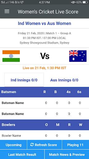 Women's Cricket Live Score App screenshot 1