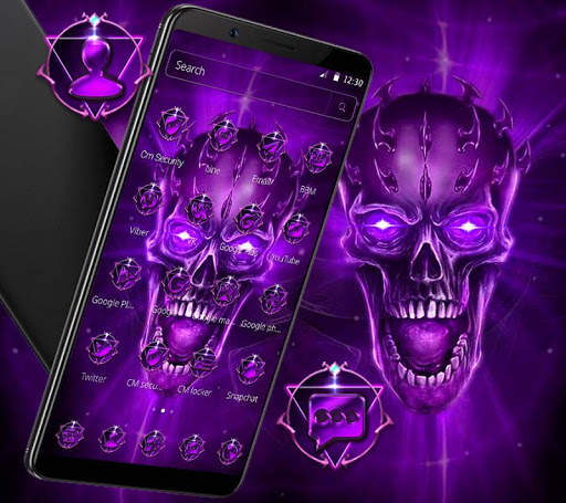 Purple Black Fire Skull Launcher Theme 💀 screenshot 1