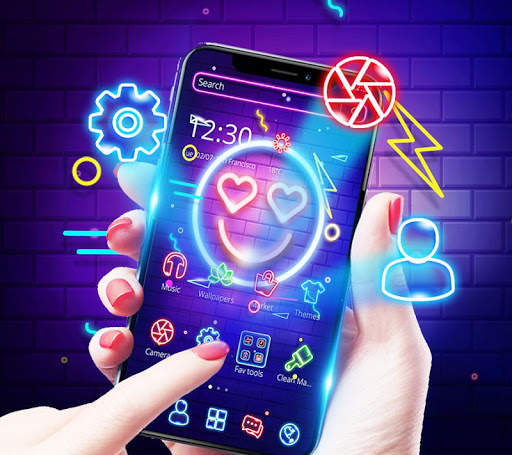 Neon Smile Face Emoji Theme screenshot 3