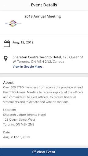 ETFO Events screenshot 2