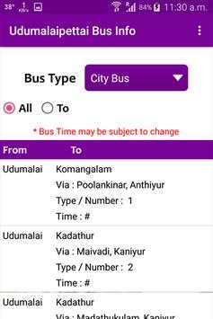 Udumalaipettai Bus Info screenshot 4