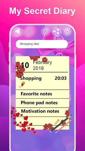 Secret diary with lock-Password,fingerprint 2 تصوير الشاشة