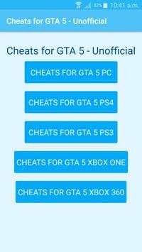 Cheats for GTA 5 - Unofficial screenshot 1