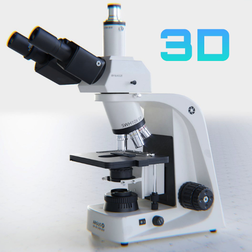Microscope parts 3D learning icon