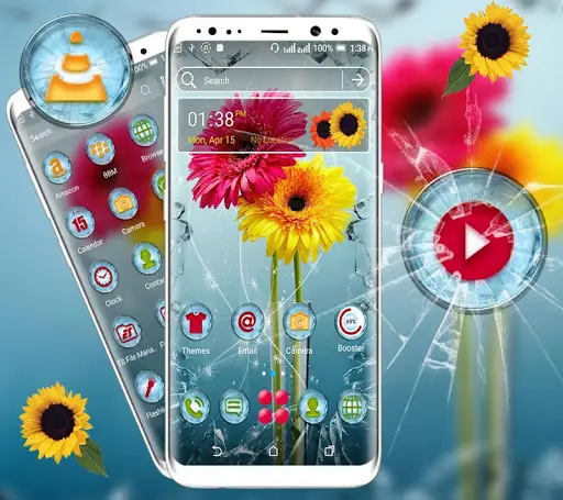 Broken Glass Flower Launcher Theme screenshot 1