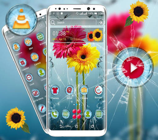 Broken Glass Flower Launcher Theme screenshot 1